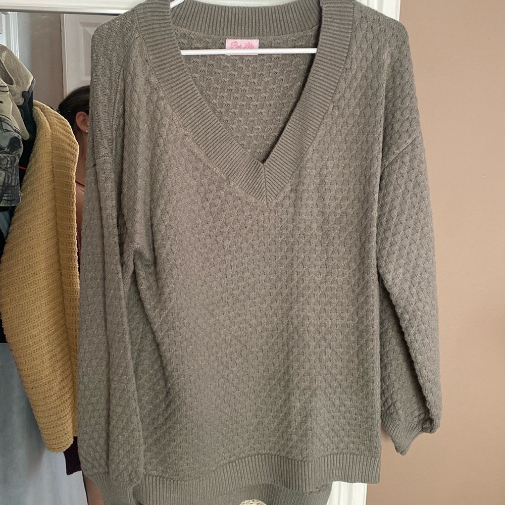 Pink Lily v-neck sweater